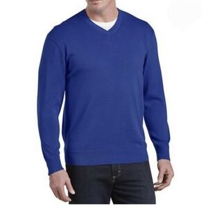 Banana Republic Men's Medium Tall Blue V-Neck Extra Fine Merino Wool